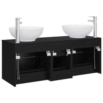 Bathroom Furniture Set 3 pcs Black 49.5 x 44.5 x 65 cm