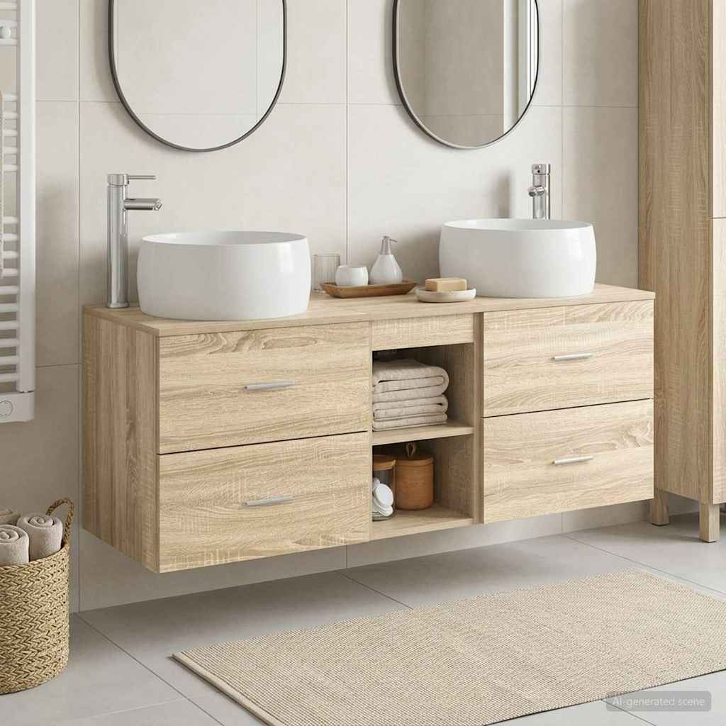 Bathroom Furniture Set 3 pcs Sonoma Oak 49.5 x 44.5 x 66 cm