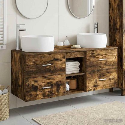 Bathroom Furniture Set 3 pcs Smoked Oak 49.5 x 44.5 x 66 cm
