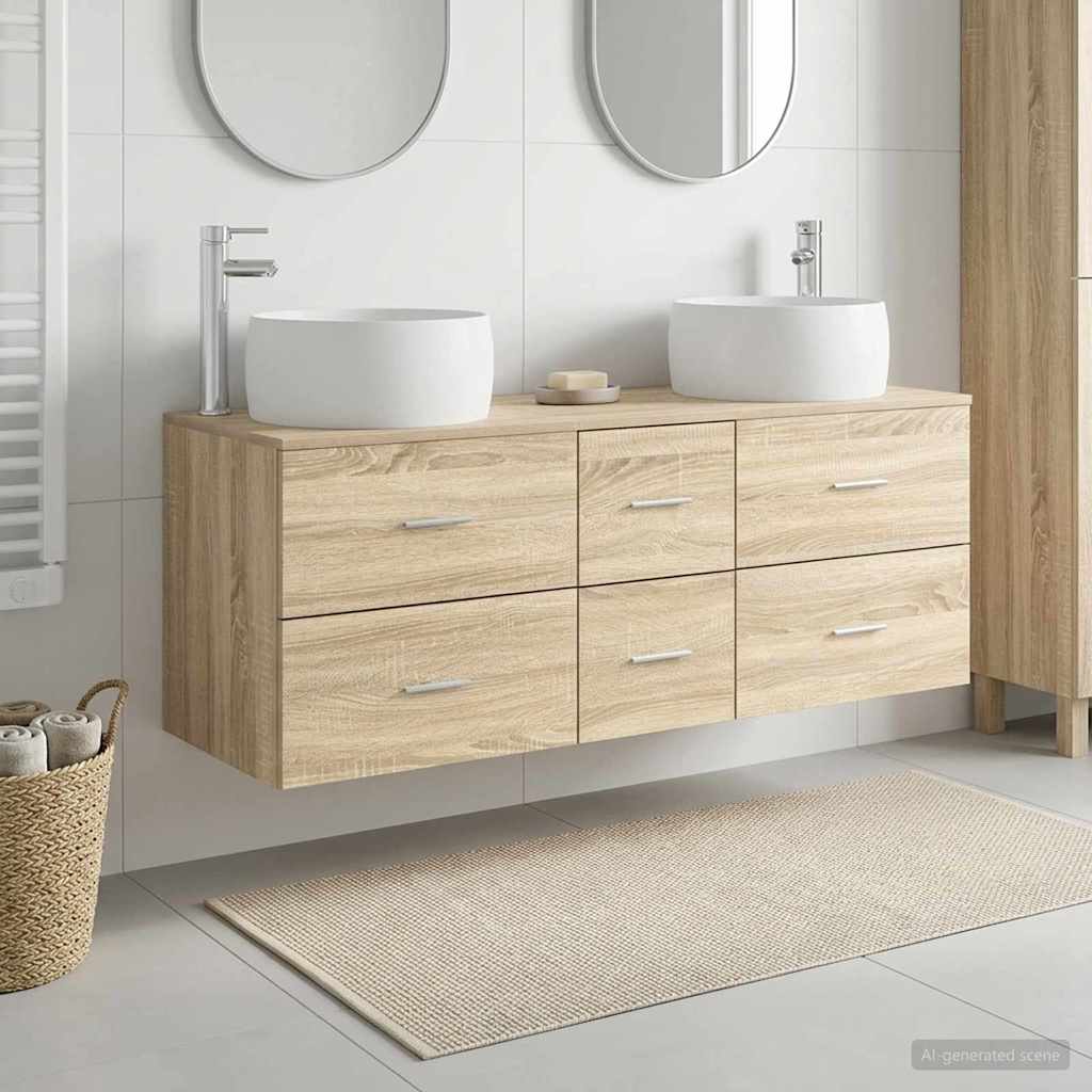 Bathroom Furniture Set 3 pcs Sonoma Oak 49.5 x 44.5 x 66 cm