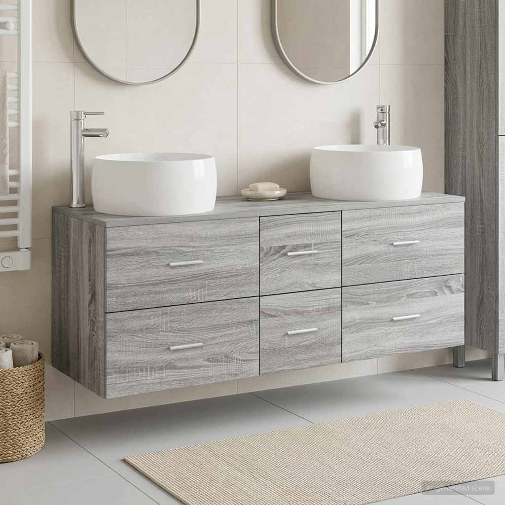 Bathroom Furniture Set 3 pcs Grey Sonoma 49.5 x 44.5 x 66 cm