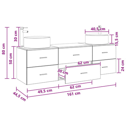 Bathroom Furniture Set 3 pcs Concrete Grey
