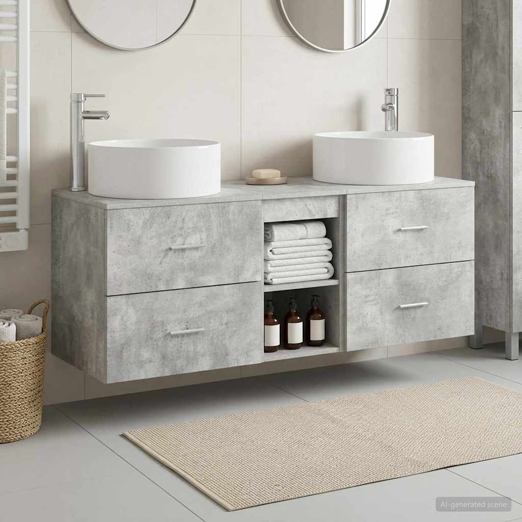 Bathroom Furniture Set 3 pcs Concrete Grey