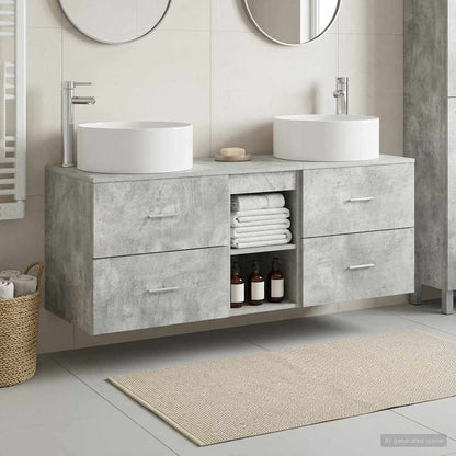 Bathroom Furniture Set 3 pcs Concrete Grey