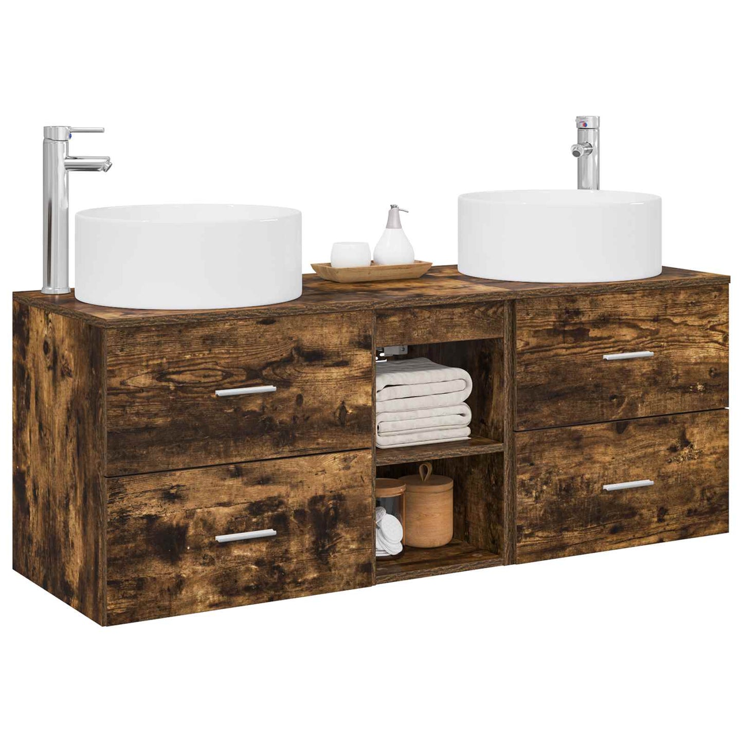 Bathroom Furniture Set 3 pcs Smoked Oak 49.5 x 44.5 x 65.5 cm