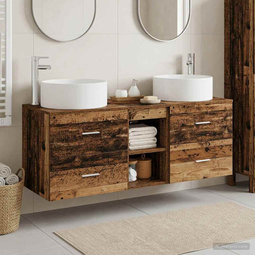 Bathroom Furniture Set 3 pcs Old Wood 49.5 x 44.5 x 65.5 cm