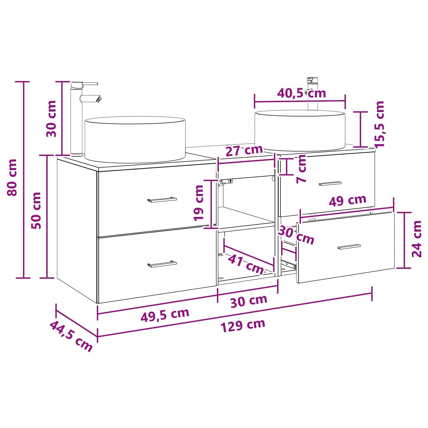 Bathroom Furniture Set 3 pcs Old Wood 49.5 x 44.5 x 65.5 cm