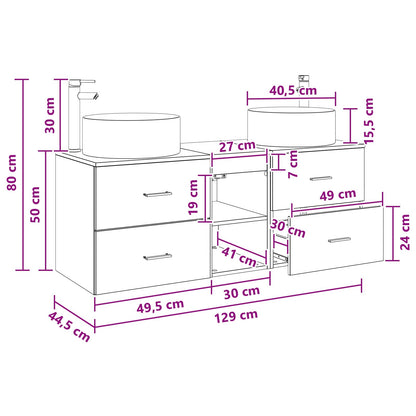 Bathroom Furniture Set 3 pcs Old Wood 49.5 x 44.5 x 65.5 cm