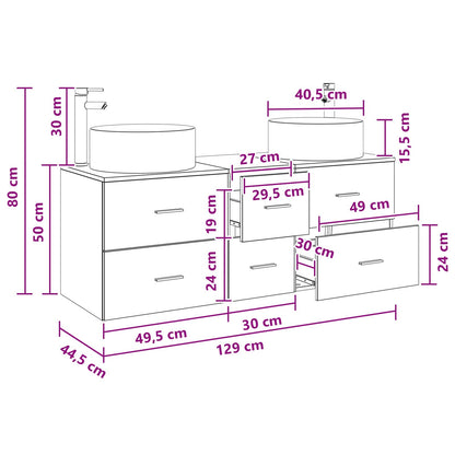 Bathroom Furniture Set 3 pcs White 49.5 x 44.5 x 65.5 cm