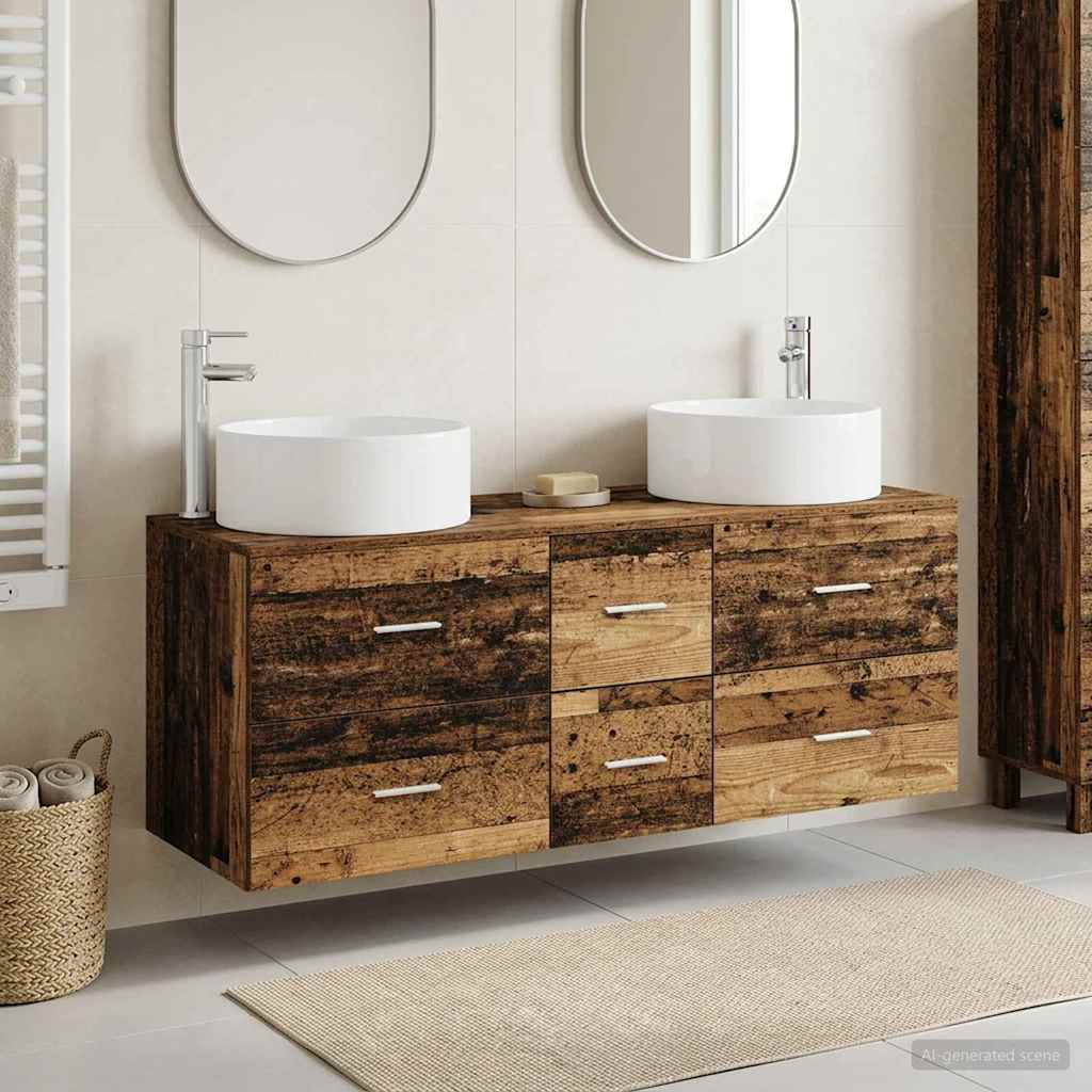 Bathroom Furniture Set 3 pcs Old Wood 49.5 x 44.5 x 65.5 cm