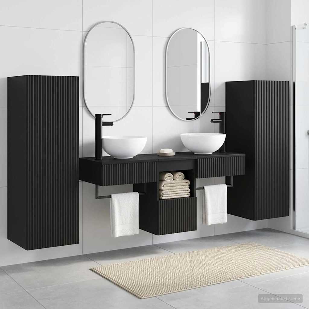 Bathroom Furniture Set 5 pcs Black 33 x 34.5 x 100 cm