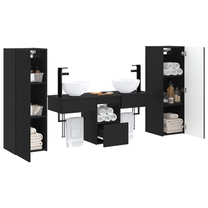 Bathroom Furniture Set 5 pcs Black 33 x 34.5 x 100 cm