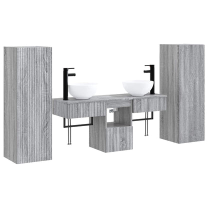 Bathroom Furniture Set 5 pcs Grey Sonoma 33 x 34.5 x 100 cm