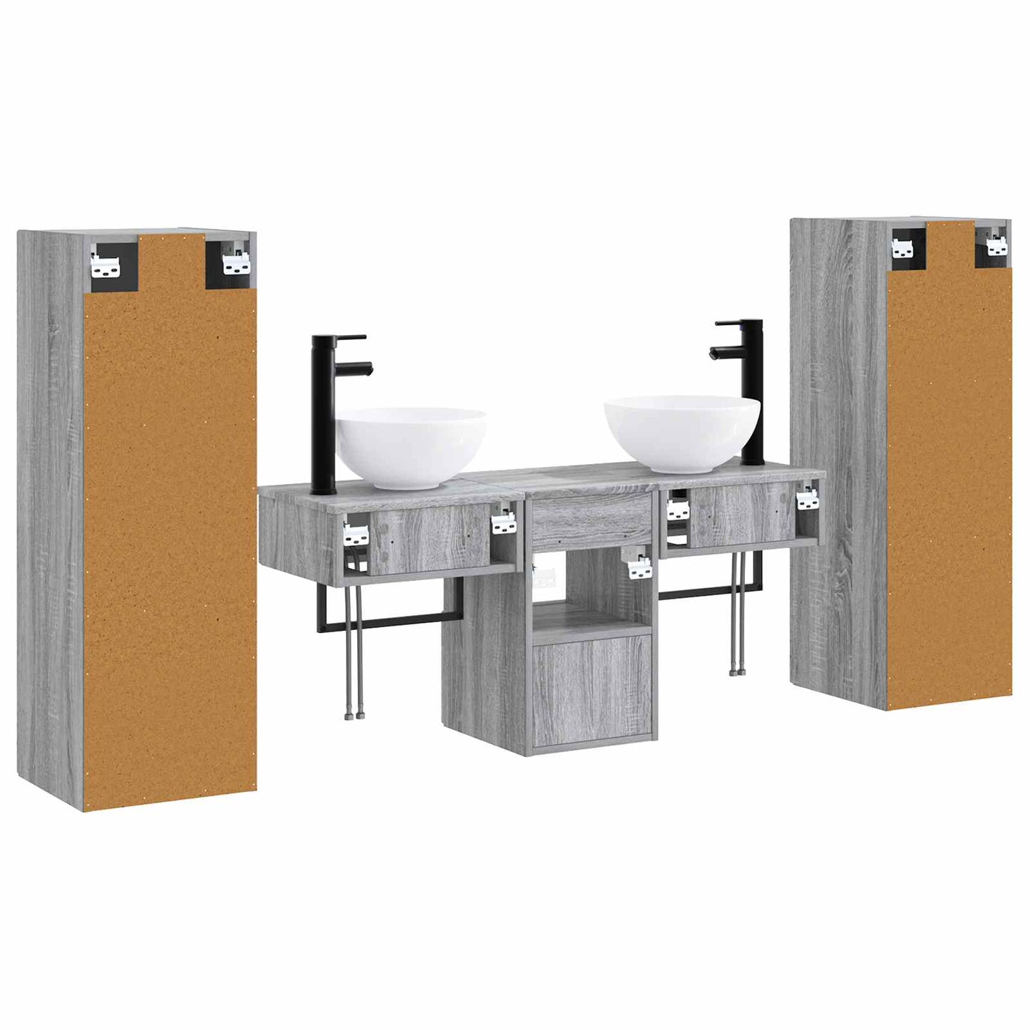 Bathroom Furniture Set 5 pcs Grey Sonoma 33 x 34.5 x 100 cm