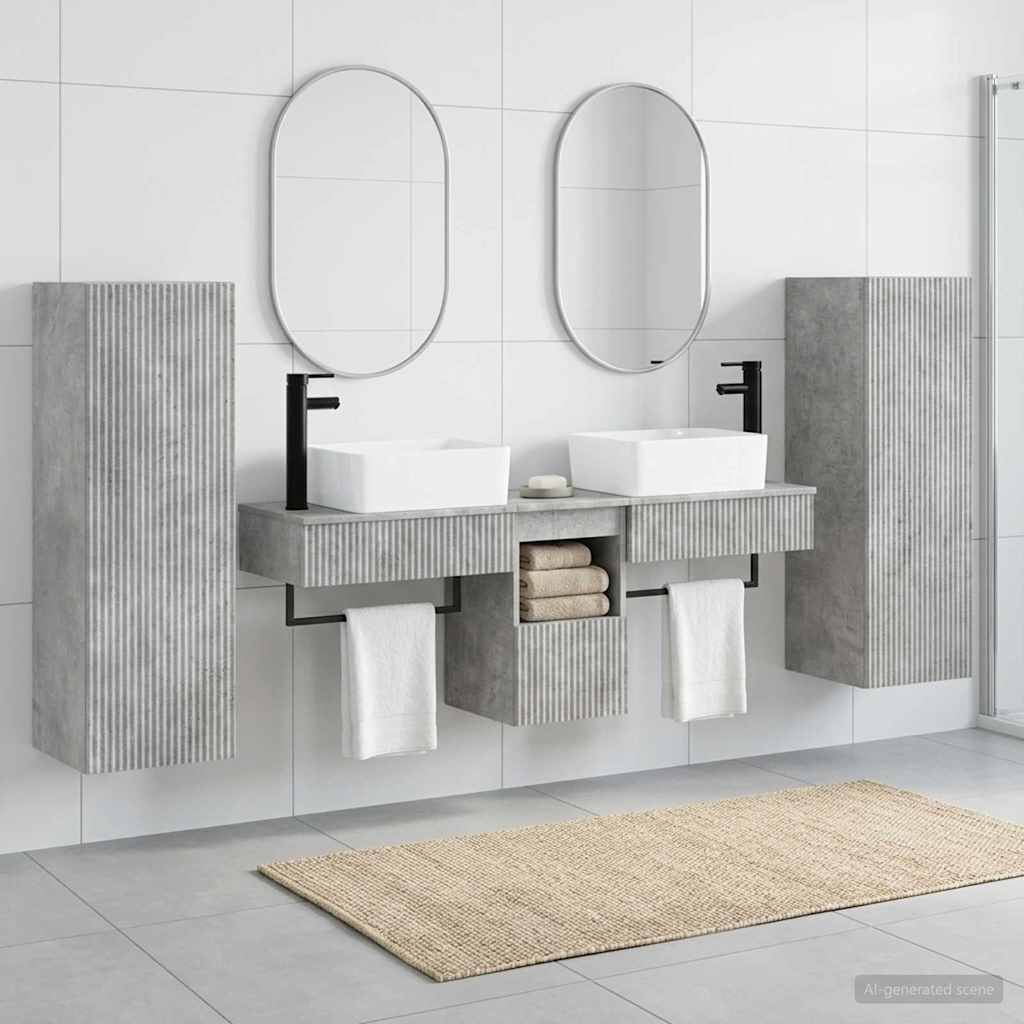 Bathroom Furniture Set 5 pcs Concrete Grey 33 x 34.5 x 100 cm