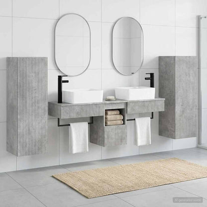 Bathroom Furniture Set 5 pcs Concrete Grey 33 x 34.5 x 100 cm