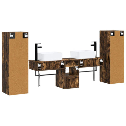 Bathroom Furniture Set 5 pcs Smoked Oak 33 x 34.5 x 100 cm