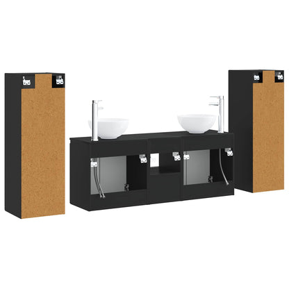 Bathroom Furniture Set 5 pcs Black 33 x 34.5 x 100 cm