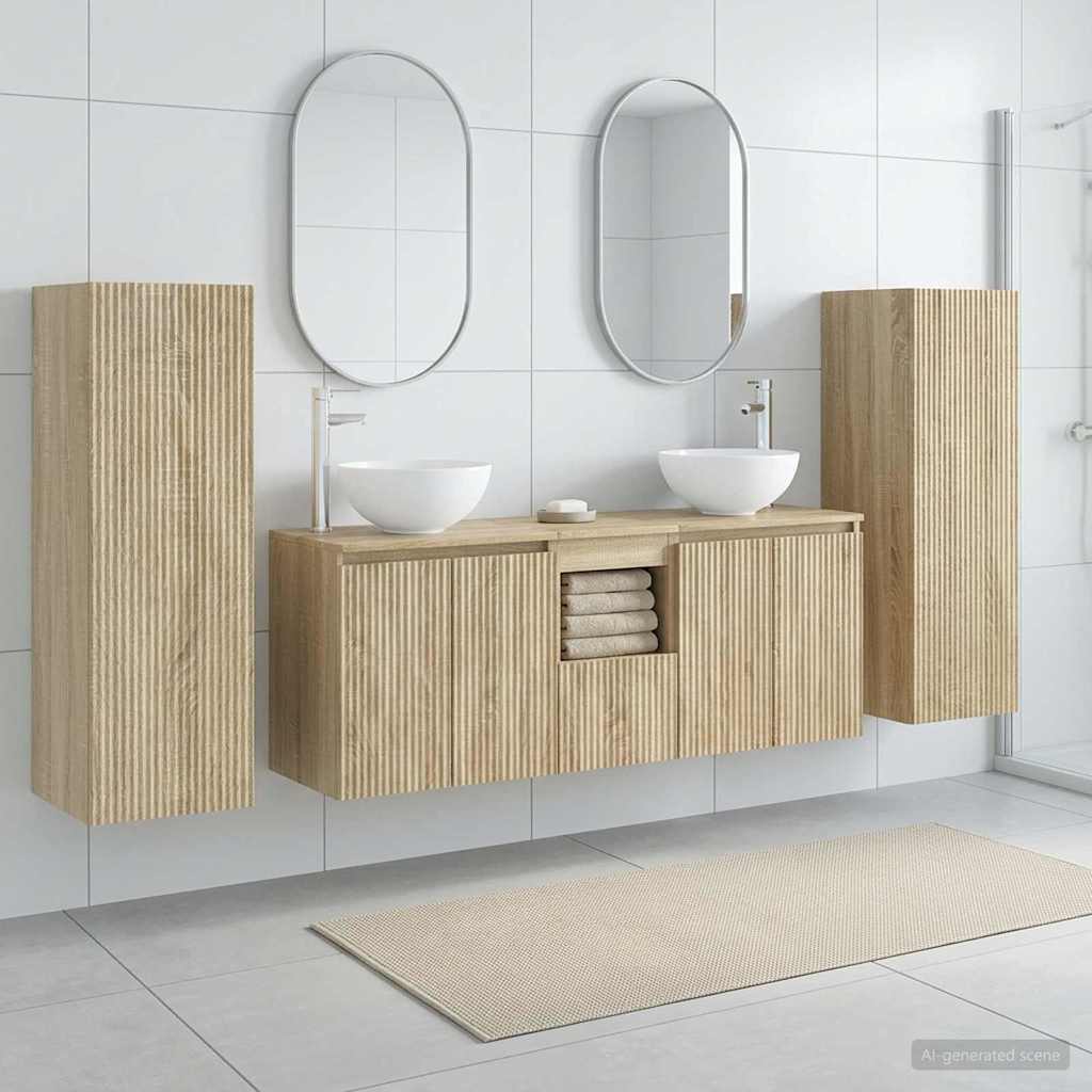 Bathroom Furniture Set 5 pcs Sonoma Oak 33 x 34.5 x 100 cm