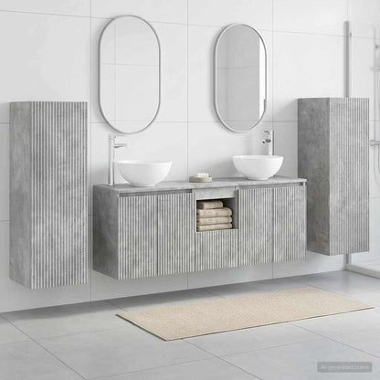Bathroom Furniture Set 5 pcs Concrete Grey 33 x 34.5 x 100 cm