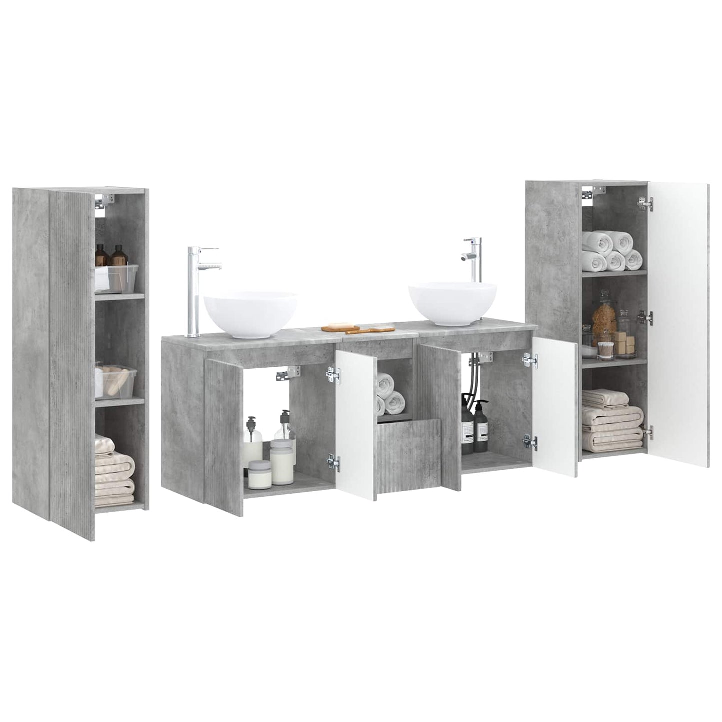 Bathroom Furniture Set 5 pcs Concrete Grey 33 x 34.5 x 100 cm