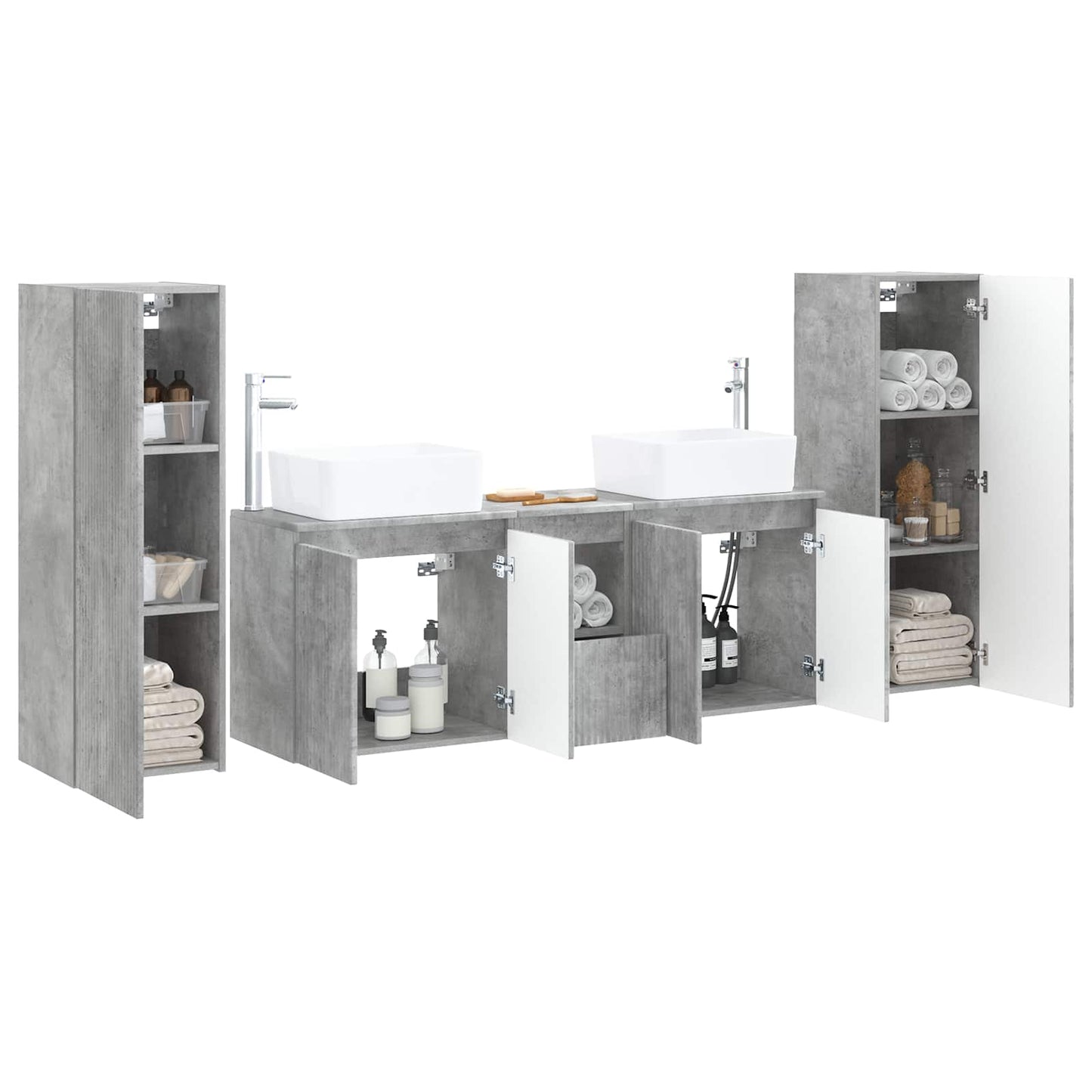 Bathroom Furniture Set 5 pcs Concrete Grey 33 x 34.5 x 100 cm