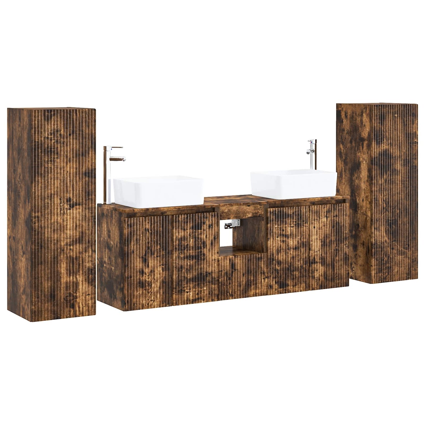 Bathroom Furniture Set 5 pcs Smoked Oak 33 x 34.5 x 100 cm