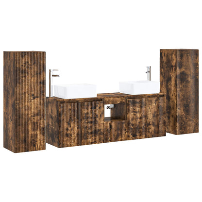 Bathroom Furniture Set 5 pcs Smoked Oak 33 x 34.5 x 100 cm
