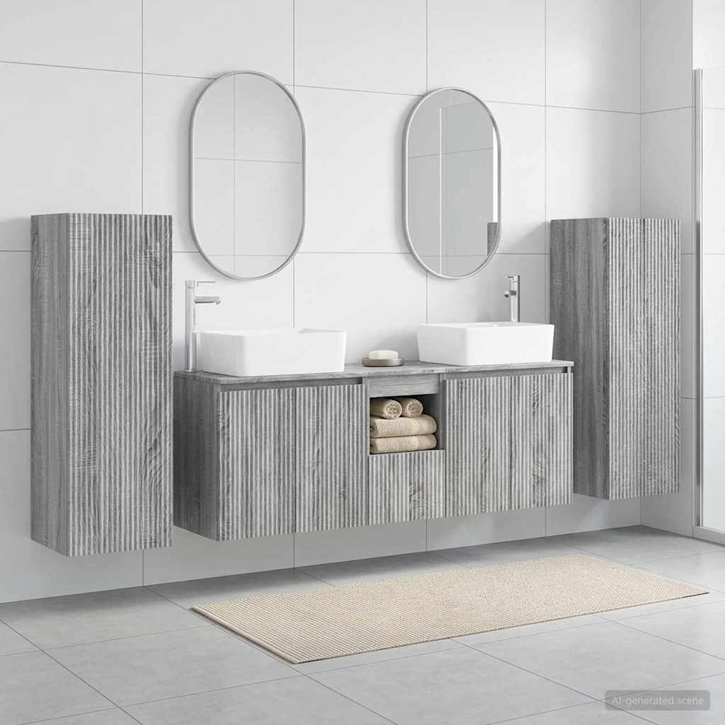 Bathroom Furniture Set 5 pcs Grey Sonoma 33 x 34.5 x 100 cm
