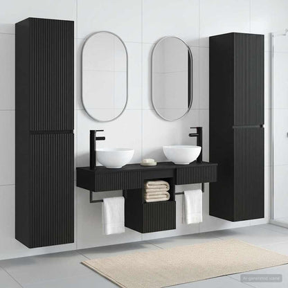 Bathroom Furniture Set 5 pcs Black 33 x 34.5 x 160 cm