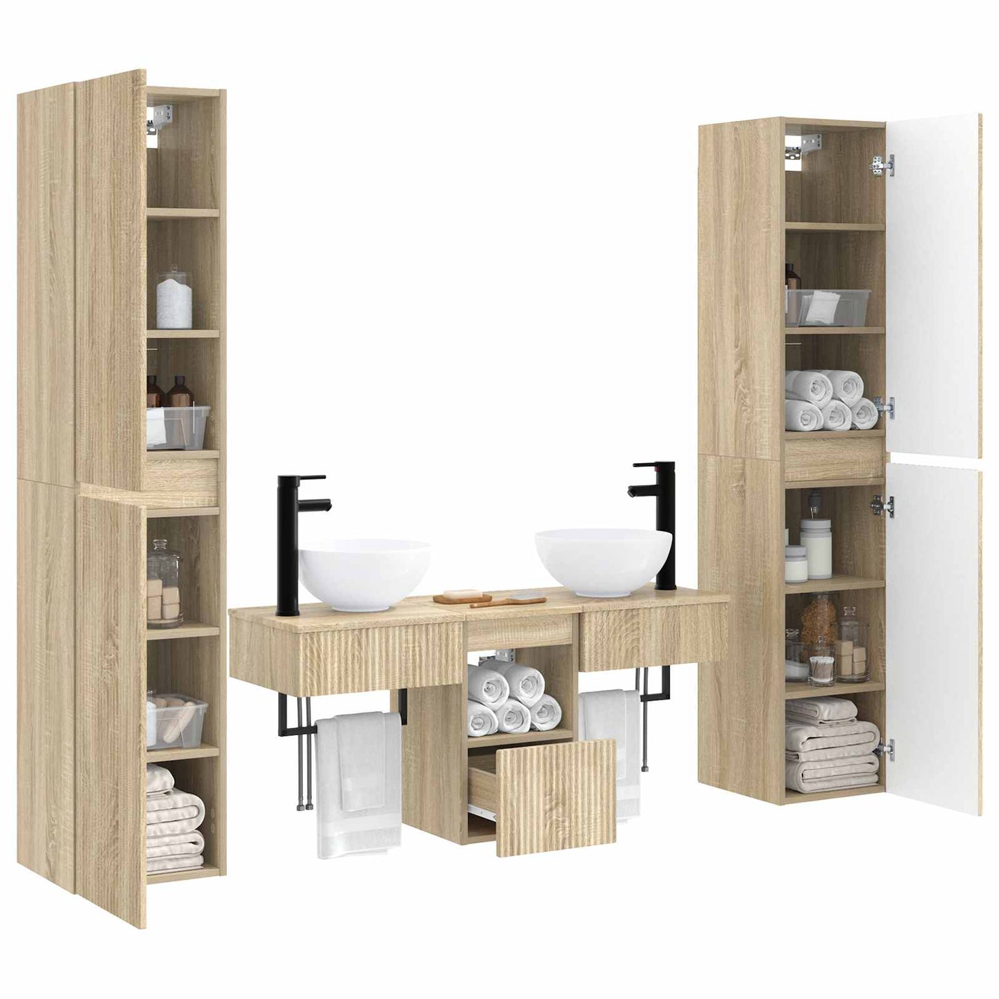 Bathroom Furniture Set 5 pcs Sonoma Oak 33 x 34.5 x 160 cm