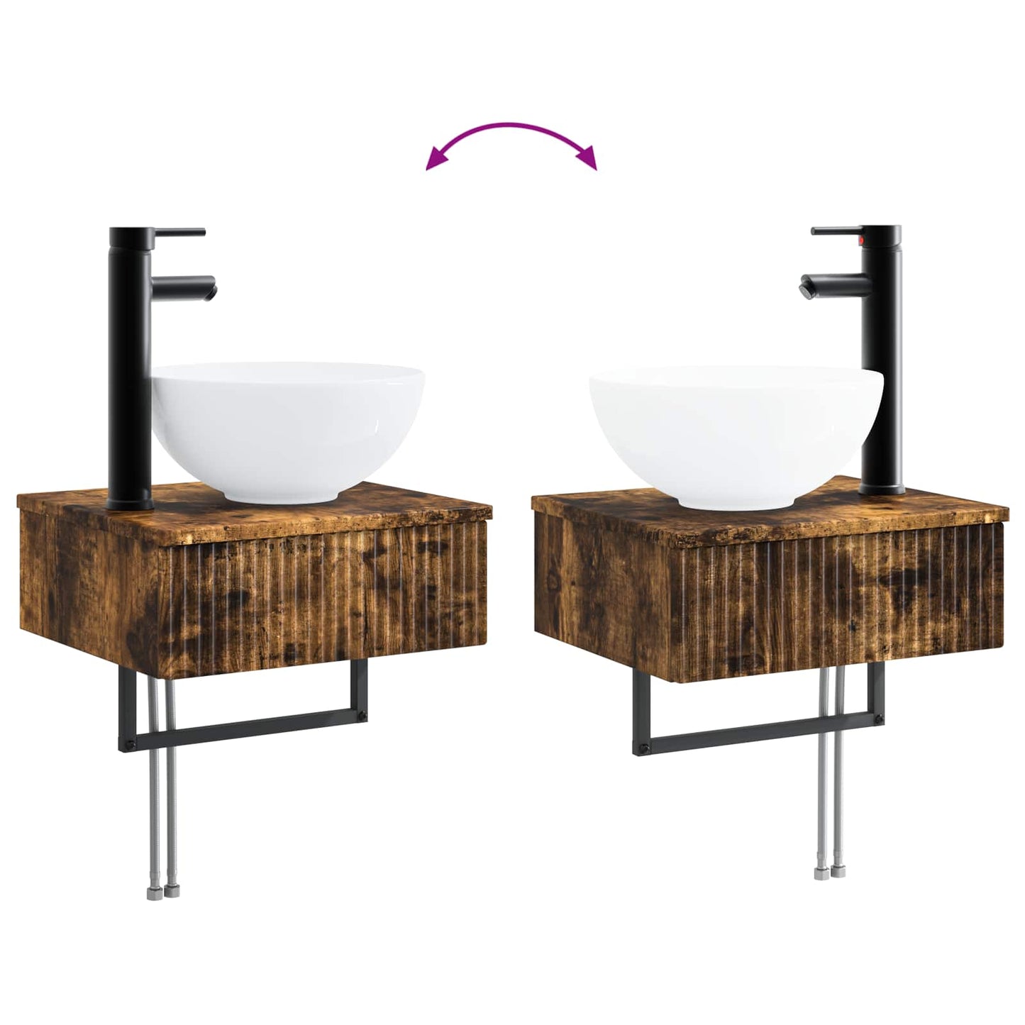 Bathroom Furniture Set 5 pcs Smoked Oak 33 x 34.5 x 160 cm