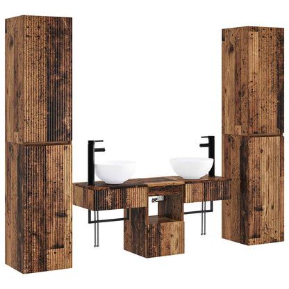 Bathroom Furniture Set 5 pcs Old Wood 33 x 34.5 x 160 cm
