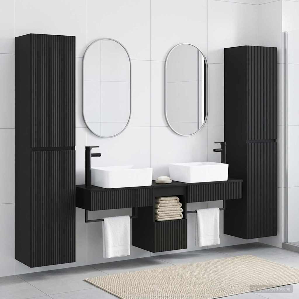 Bathroom Furniture Set 5 pcs Black 33 x 34.5 x 160 cm