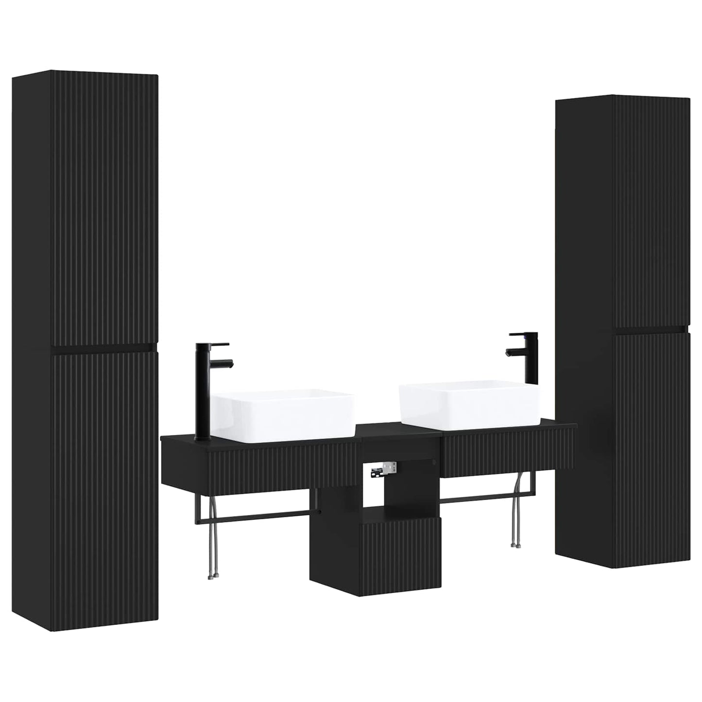 Bathroom Furniture Set 5 pcs Black 33 x 34.5 x 160 cm