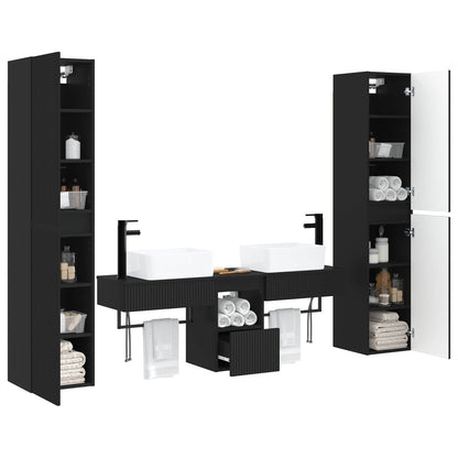 Bathroom Furniture Set 5 pcs Black 33 x 34.5 x 160 cm