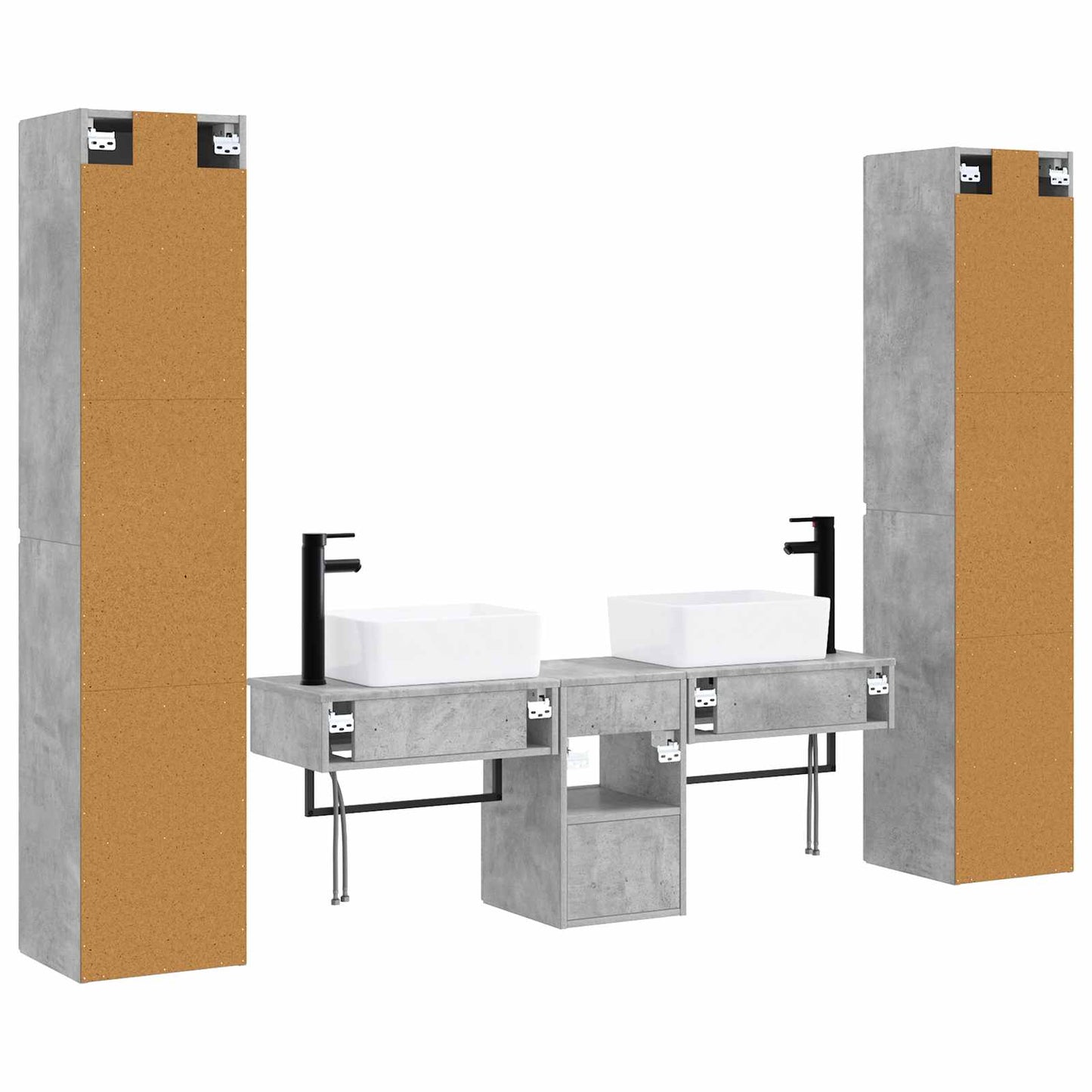 Bathroom Furniture Set 5 pcs Concrete Grey 33 x 34.5 x 160 cm