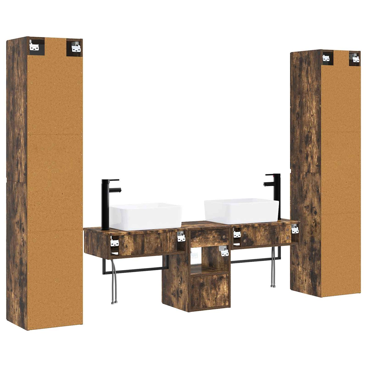 Bathroom Furniture Set 5 pcs Smoked Oak 33 x 34.5 x 160 cm
