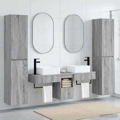 Bathroom Furniture Set 5 pcs Grey Sonoma 33 x 34.5 x 160 cm