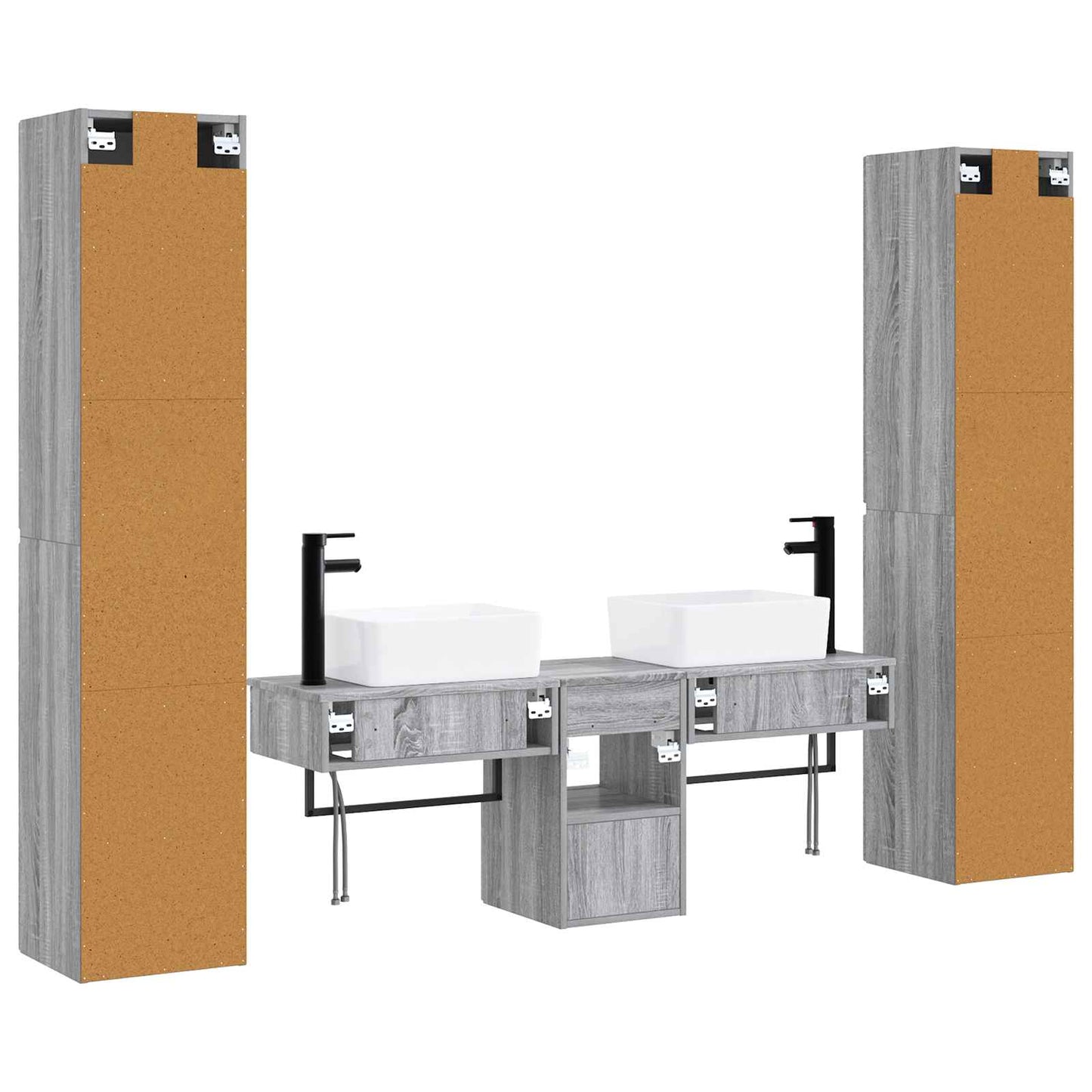 Bathroom Furniture Set 5 pcs Grey Sonoma 33 x 34.5 x 160 cm