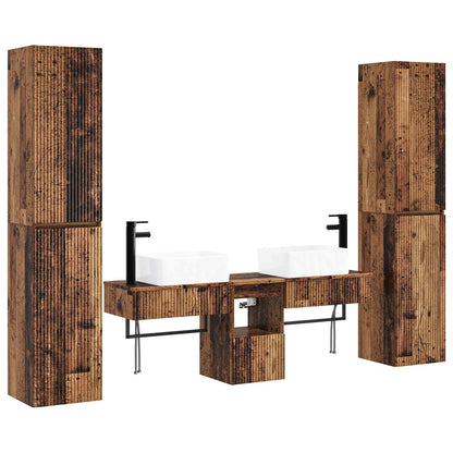 Bathroom Furniture Set 5 pcs Old Wood 33 x 34.5 x 160 cm