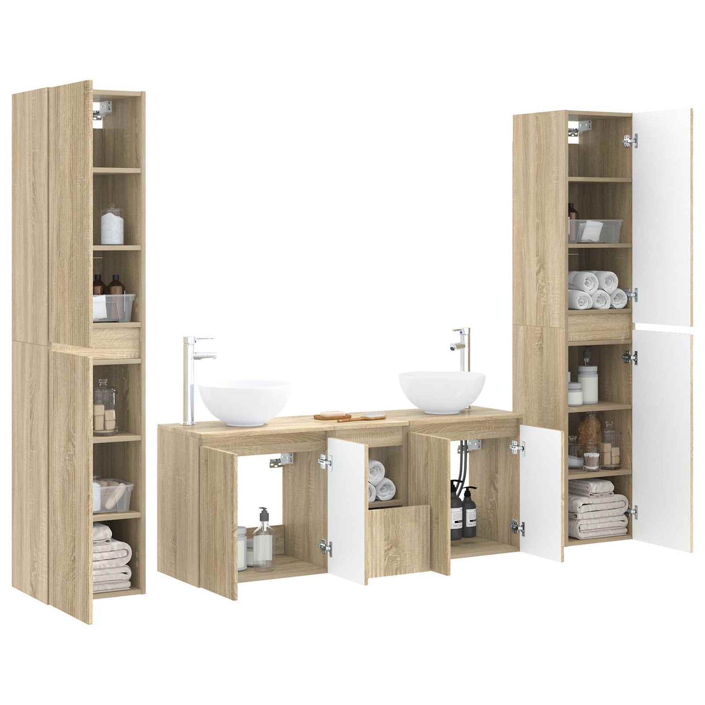 Bathroom Furniture Set 5 pcs Sonoma Oak 33 x 34.5 x 160 cm