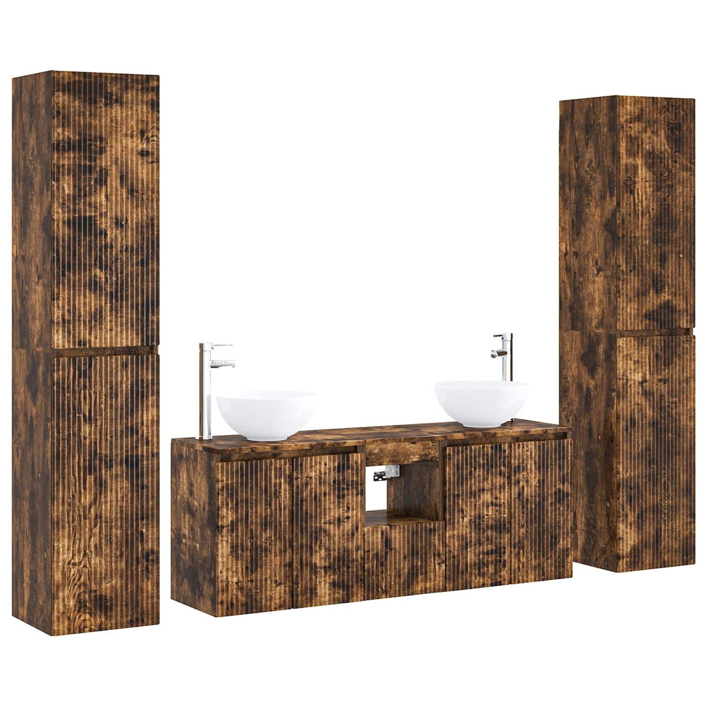 Bathroom Furniture Set 5 pcs Smoked Oak 33 x 34.5 x 160 cm