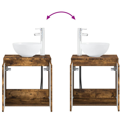 Bathroom Furniture Set 5 pcs Smoked Oak 33 x 34.5 x 160 cm
