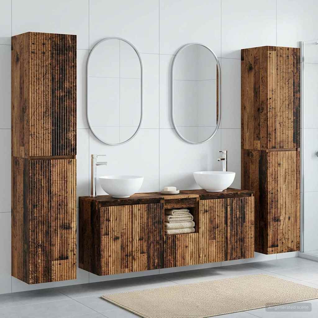 Bathroom Furniture Set 5 pcs Old Wood 33 x 34.5 x 160 cm