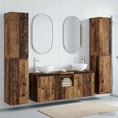 Bathroom Furniture Set 5 pcs Old Wood 33 x 34.5 x 160 cm