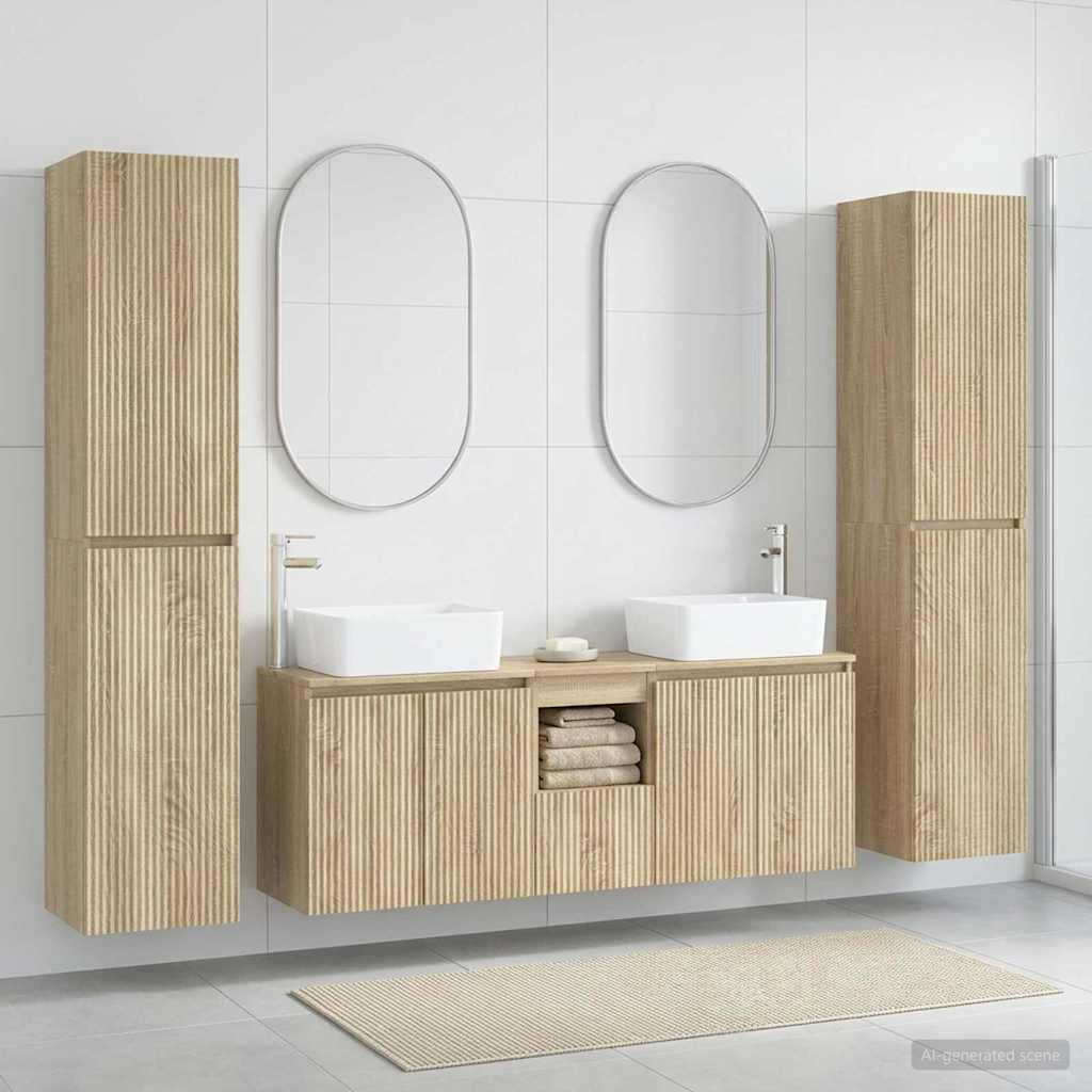 Bathroom Furniture Set 5 pcs Sonoma Oak 33 x 34.5 x 160 cm