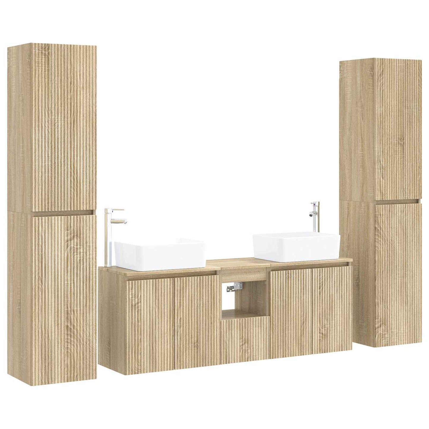 Bathroom Furniture Set 5 pcs Sonoma Oak 33 x 34.5 x 160 cm