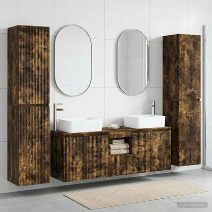 Bathroom Furniture Set 5 pcs Smoked Oak 33 x 34.5 x 160 cm