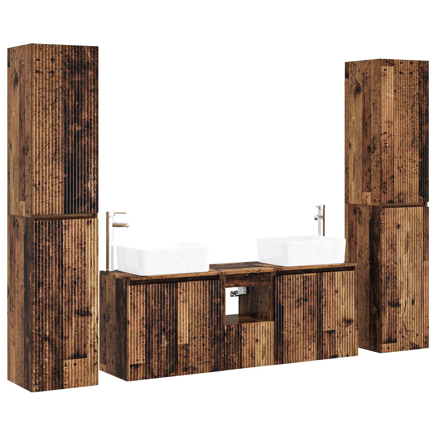 Bathroom Furniture Set 5 pcs Old Wood 33 x 34.5 x 160 cm